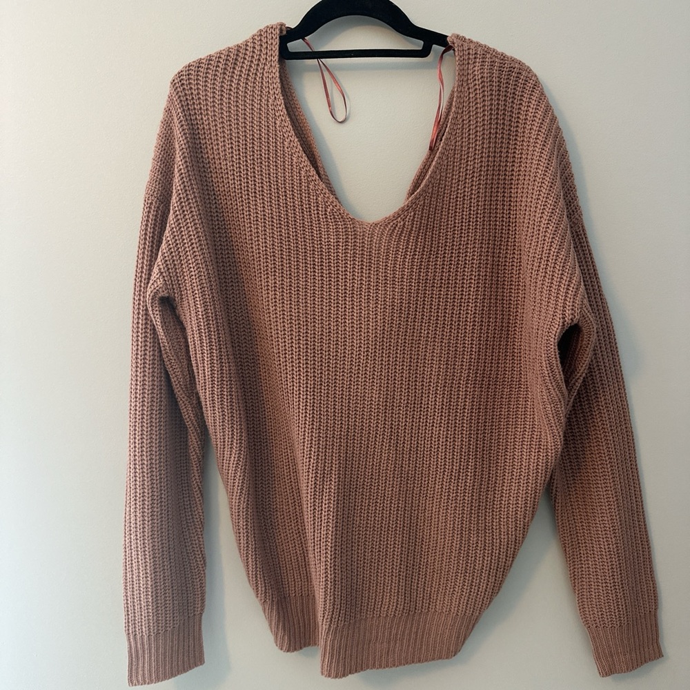 Love Tree V-Neck Sweater in Tan